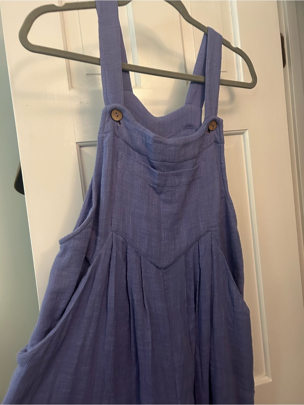 Free People Lavender Blue Textured Overalls Jumpsuit - Picture 2 of 5